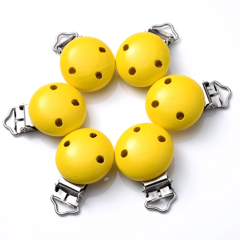 10Pcs Wood Clips Round Shaped Dummy Holder Baby Pacifier Clips DIY Teething Pacifier Chain Accessories BPA Free