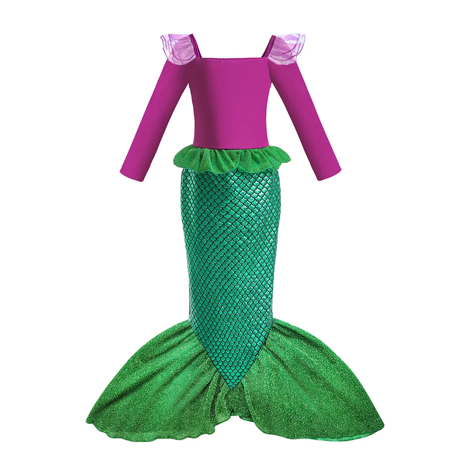 Mermaid Ariel Girls Dress Short Sleeve Tulle Cosplay Princess Costume Carnival Party Girl Princess Dress Party Dresses For Girls