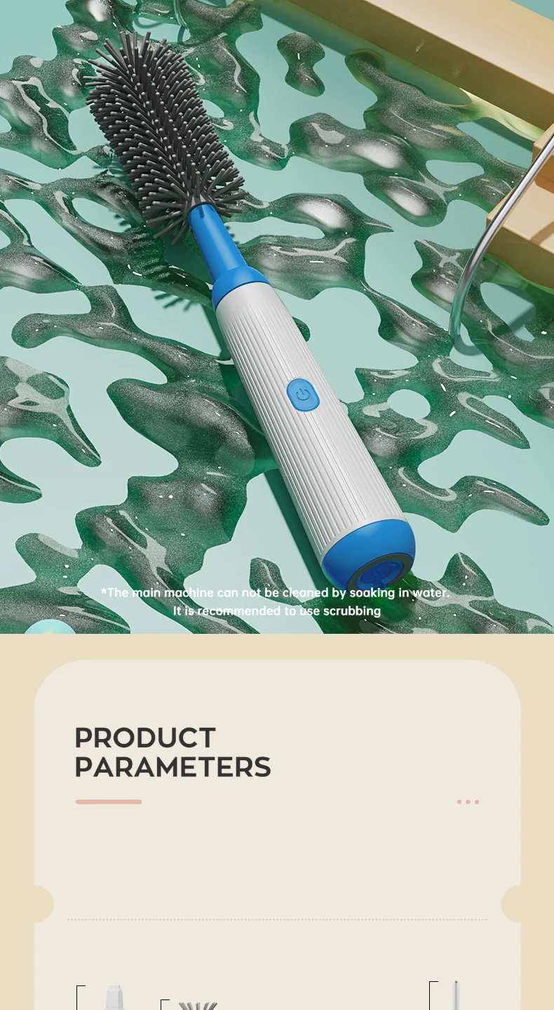 Electric Baby Bottle Brush 1500mah Multipurpose Silicone Cordless Infants Babe Milk Bottle Nipple Clean Brushes with Extensions