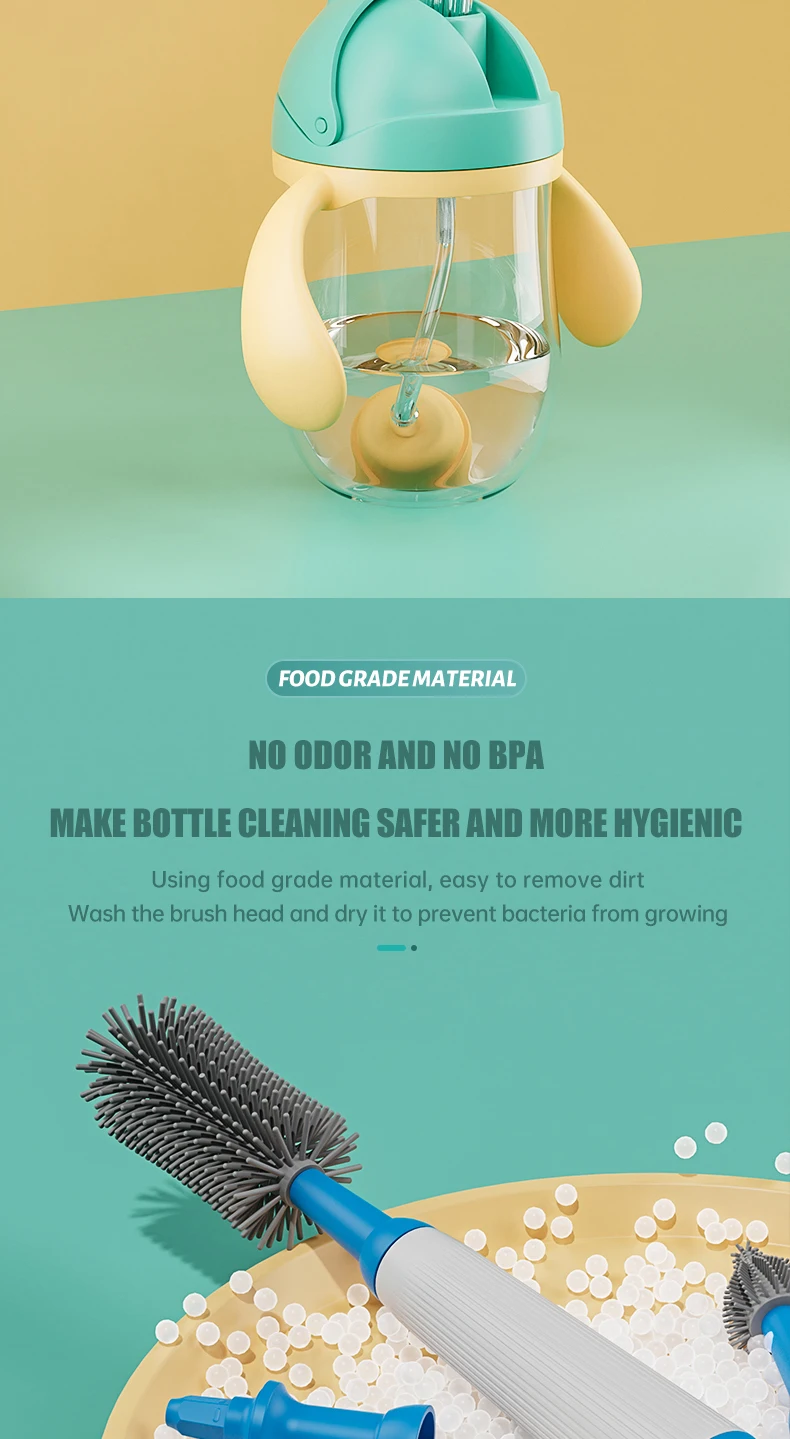 Electric Baby Bottle Brush 1500mah Multipurpose Silicone Cordless Infants Babe Milk Bottle Nipple Clean Brushes with Extensions