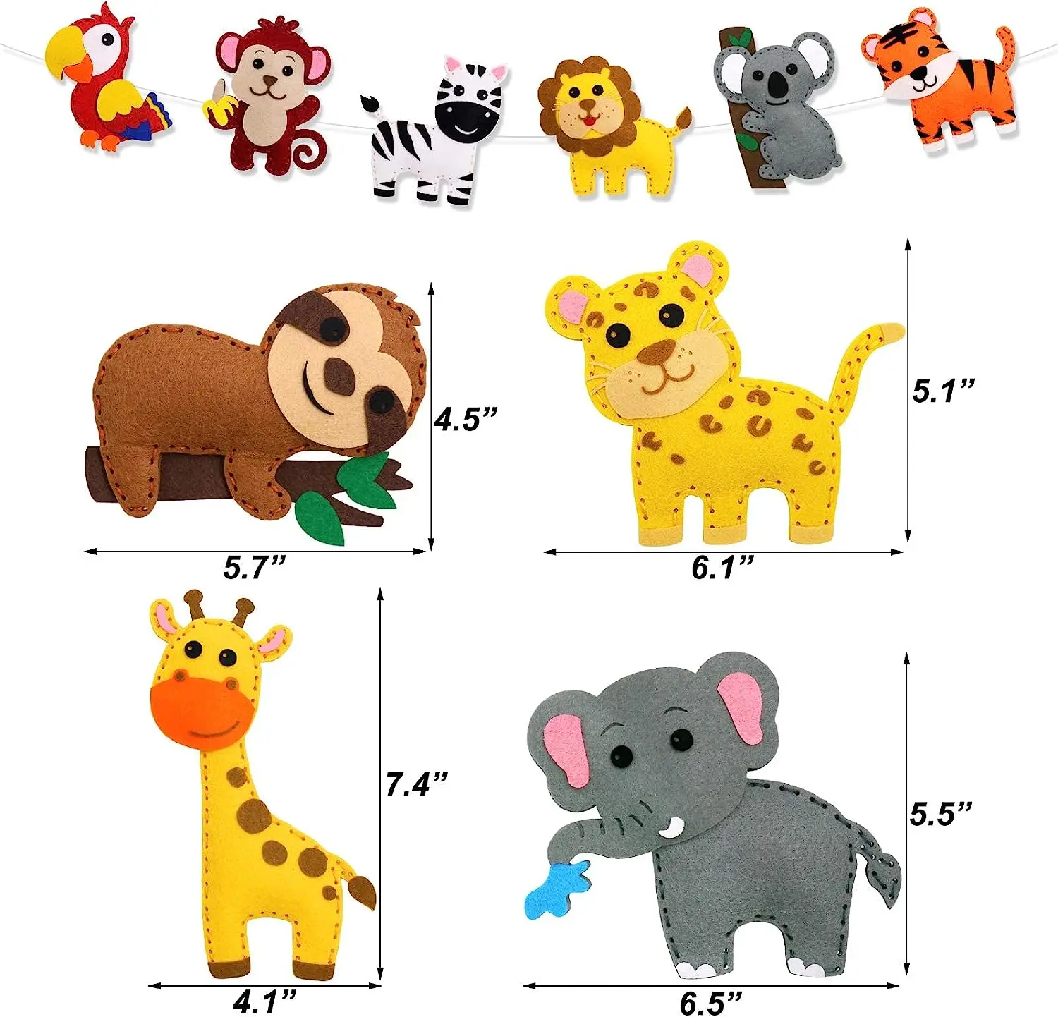 Woodland Animals Craft Kit Forest Creatures DIY Sewing Felt Plush Animals for Kids Beginners Educational Sewing Set Girl Art Toy