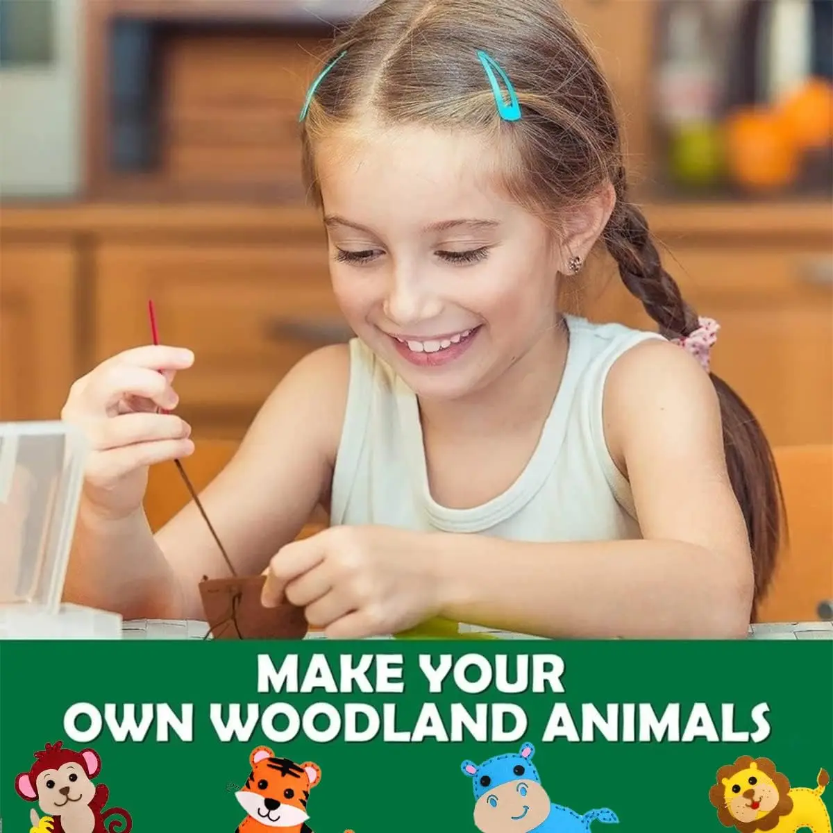 Woodland Animals Craft Kit Forest Creatures DIY Sewing Felt Plush Animals for Kids Beginners Educational Sewing Set Girl Art Toy