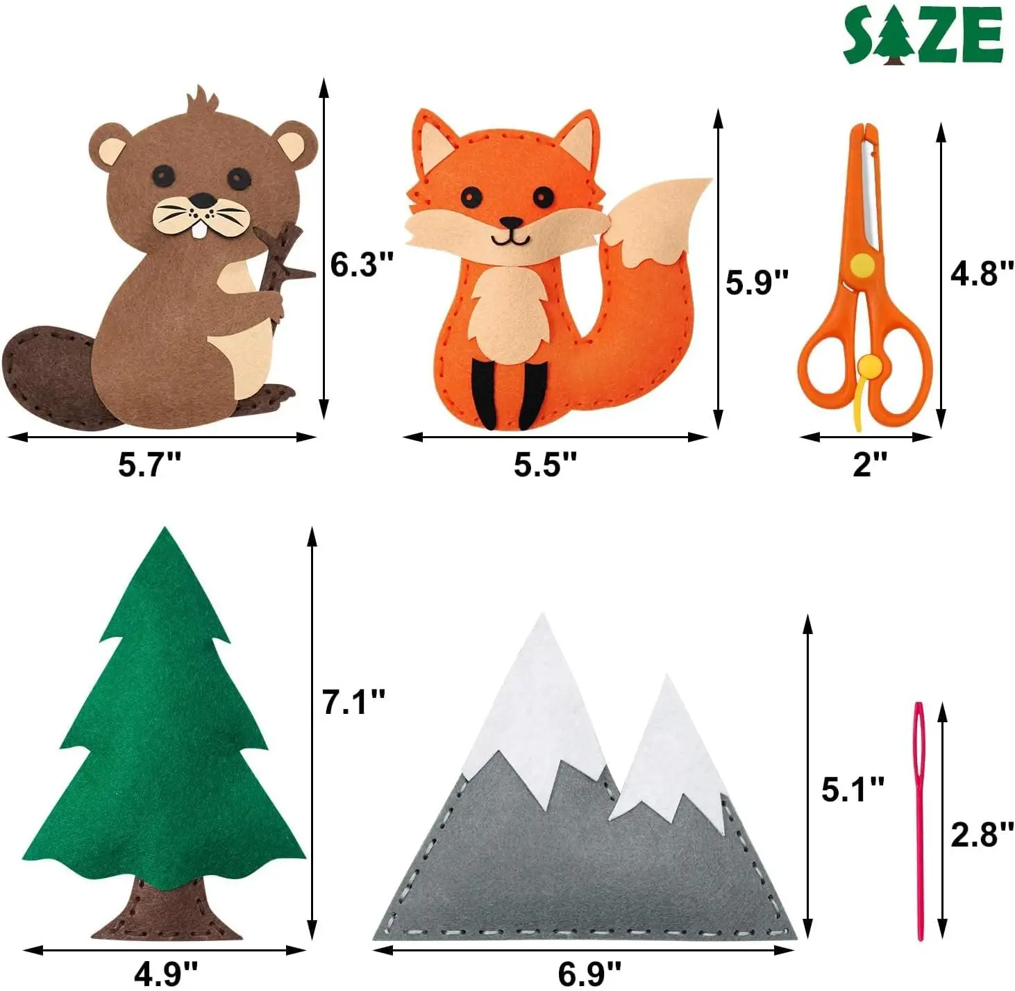 Woodland Animals Craft Kit Forest Creatures DIY Sewing Felt Plush Animals for Kids Beginners Educational Sewing Set Girl Art Toy