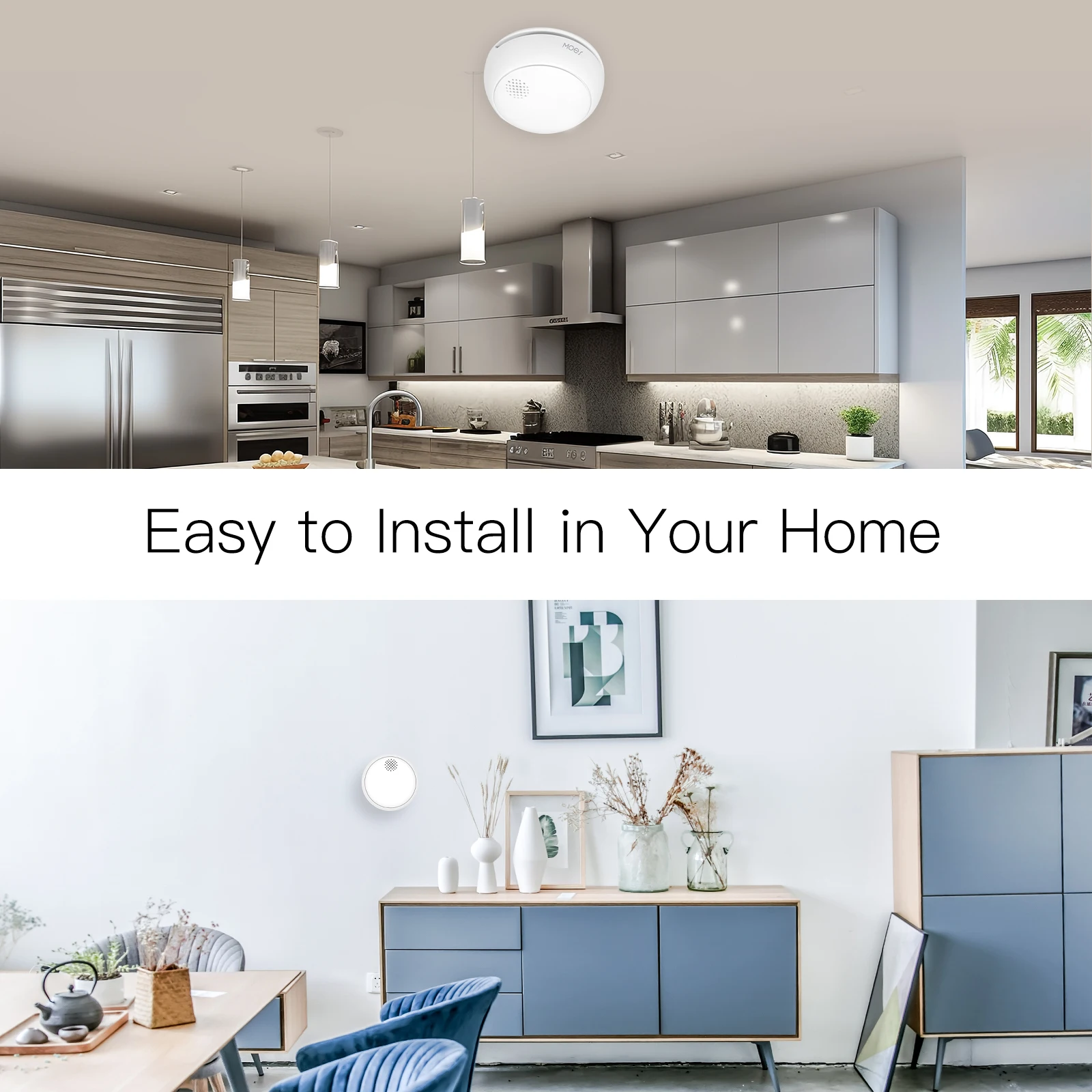 MOES ZigBee Smart Wireless Smoke Detector Fire 85dB Sound Alarm Siren Sensor Smart Safety Protection Home Kitchen Fire App Alert