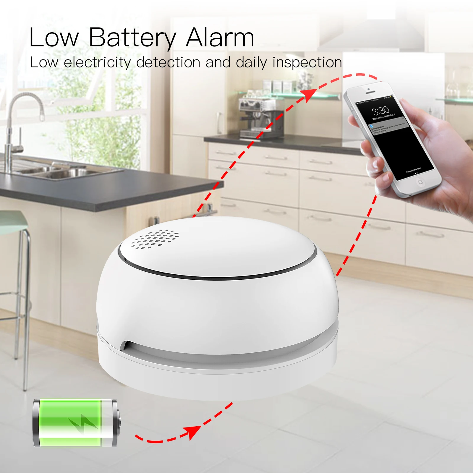 MOES ZigBee Smart Wireless Smoke Detector Fire 85dB Sound Alarm Siren Sensor Smart Safety Protection Home Kitchen Fire App Alert