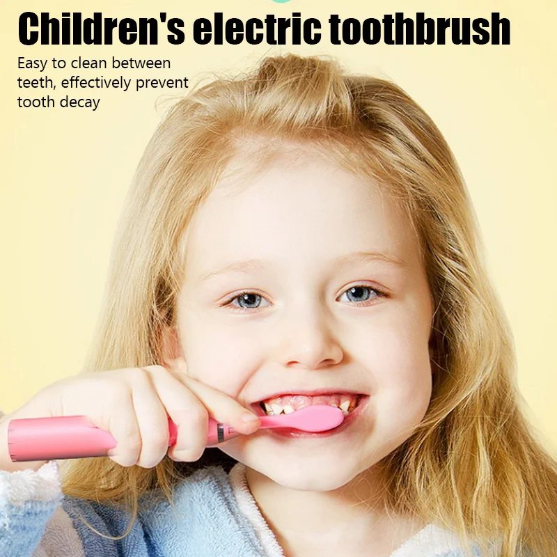Sonic Children Electric Toothbrush With 12pcs Brush Heads IPX7 Waterproof Ultrasonic Rechargeable Timer Soft Hair Cleaning Brush