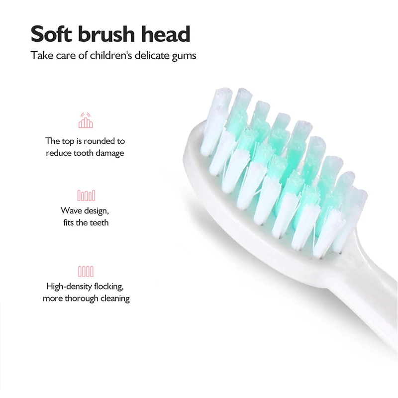 Sonic Children Electric Toothbrush With 12pcs Brush Heads IPX7 Waterproof Ultrasonic Rechargeable Timer Soft Hair Cleaning Brush