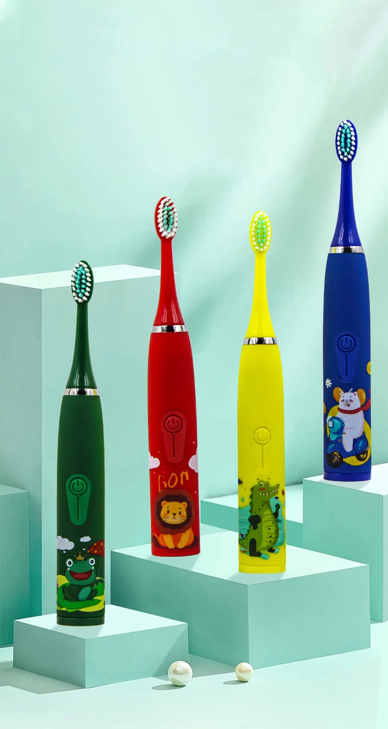 Sonic Children Electric Toothbrush With 12pcs Brush Heads IPX7 Waterproof Ultrasonic Rechargeable Timer Soft Hair Cleaning Brush