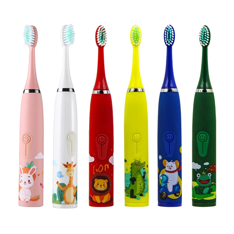 Sonic Children Electric Toothbrush With 12pcs Brush Heads IPX7 Waterproof Ultrasonic Rechargeable Timer Soft Hair Cleaning Brush