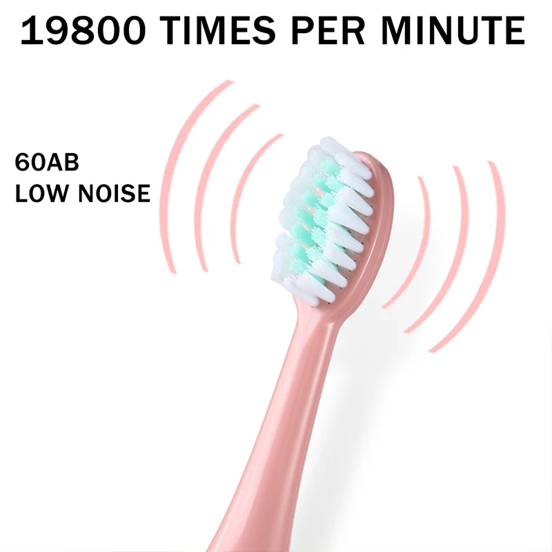 Sonic Children Electric Toothbrush With 12pcs Brush Heads IPX7 Waterproof Ultrasonic Rechargeable Timer Soft Hair Cleaning Brush