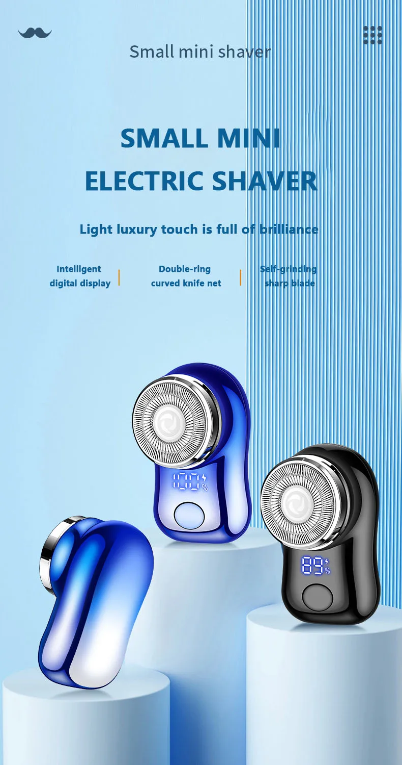 Mini Electric Shaver for Men Portable Beard Knife TYPE-C Charging Shavers Face Body Razor with Digital Power Display