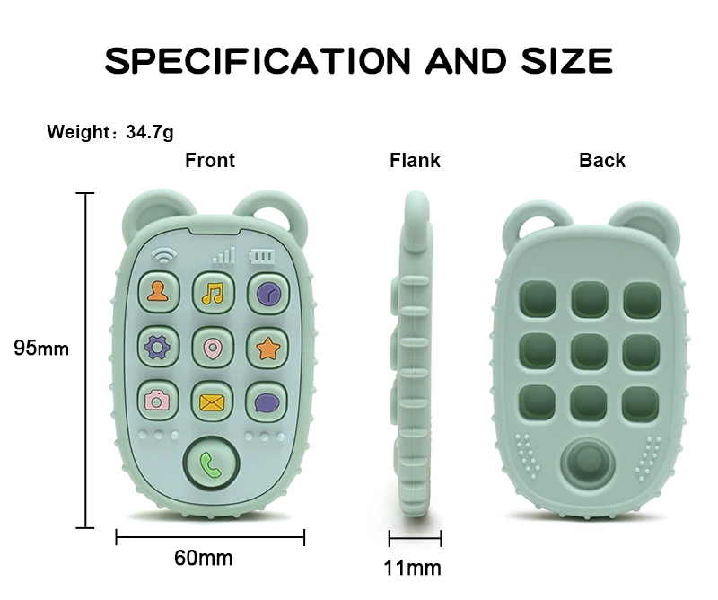 New Baby Teether Mobile Phone Shape Silicone Teether Teething Toy Kids Sensory Educational Toy Baby Gift Set
