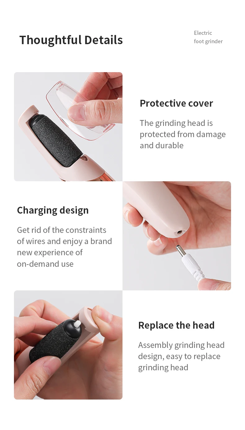 Cordless Rechargeable Electric Callus Remover, Foot File for Dry Coarse Skin Removal on Heels, for Women & Men