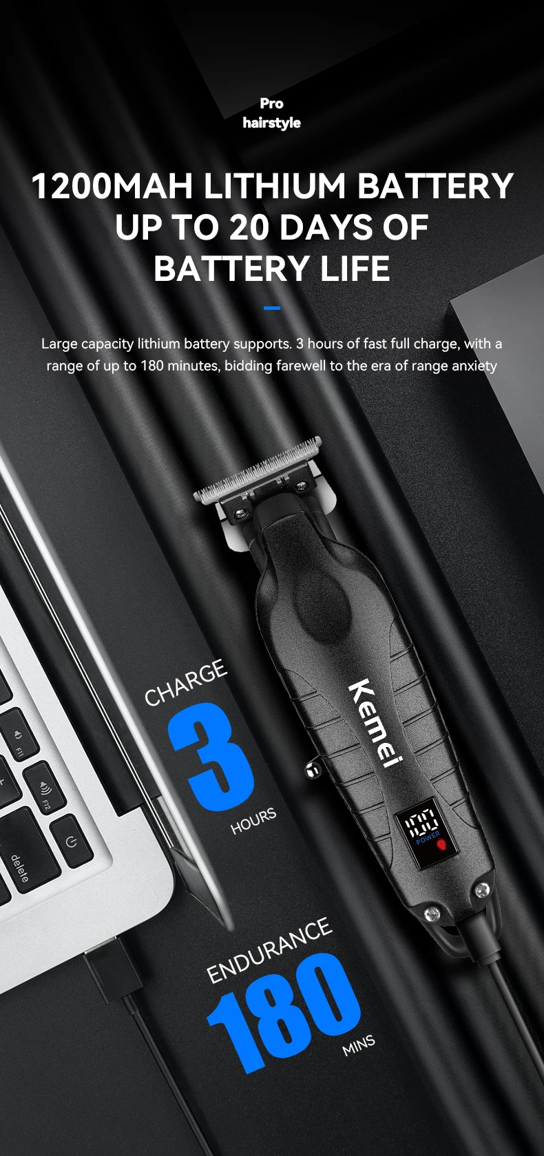 Kemei Hair Clipper Km-1995 Km-2293 Km-TX10 Barber Blading Hair Cutting Machine Clipper Grooming Cordless Rechargeable Shaver