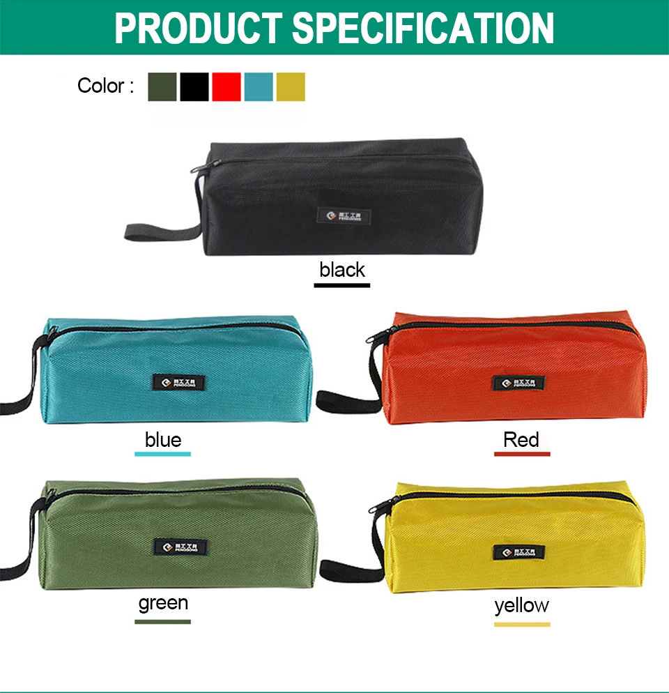 Hand Tool Bag Oxford Canvas Waterproof Storage Tool Bag Screws Nails Drill Bit Metal Parts Organizer Bag Portable Zipper Pouch