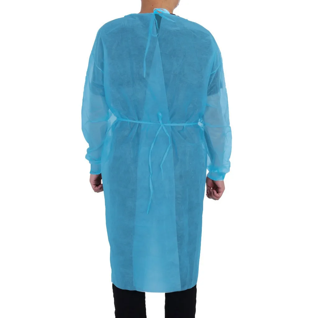 10pcs Unisex Disposable Protective Isolation Clothing Anti-spitting Waterproof Anti-oil Stain Nursing Gown Anti-fog Nursing Suit