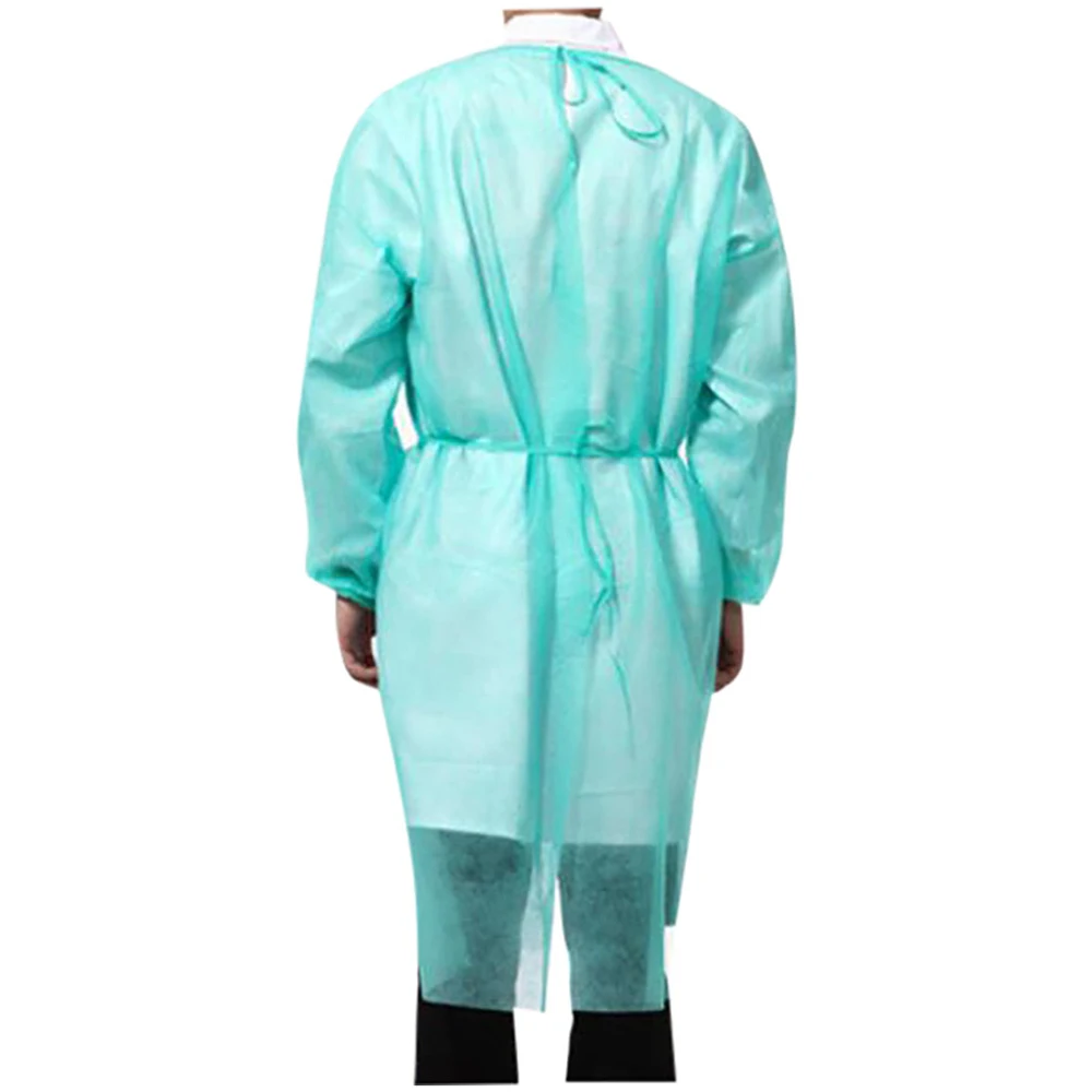 10pcs Unisex Disposable Protective Isolation Clothing Anti-spitting Waterproof Anti-oil Stain Nursing Gown Anti-fog Nursing Suit
