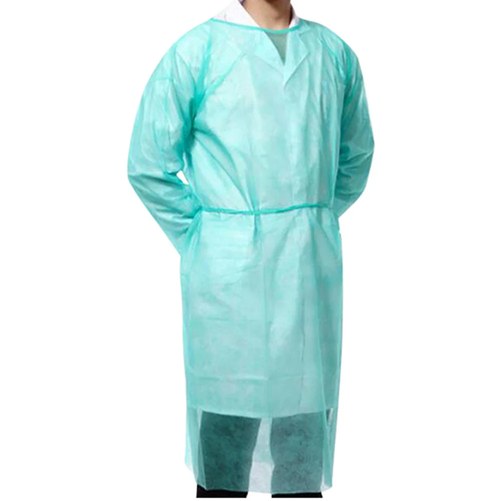 10pcs Unisex Disposable Protective Isolation Clothing Anti-spitting Waterproof Anti-oil Stain Nursing Gown Anti-fog Nursing Suit