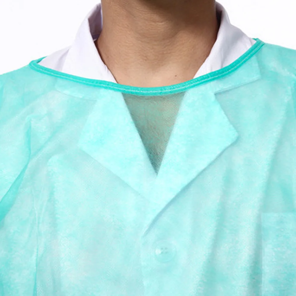10pcs Unisex Disposable Protective Isolation Clothing Anti-spitting Waterproof Anti-oil Stain Nursing Gown Anti-fog Nursing Suit