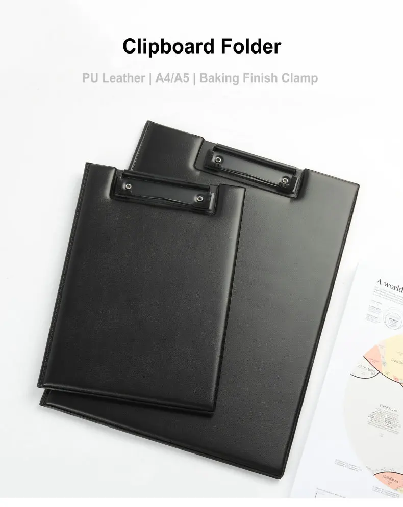 PU Leather Clipboard A4 Conference Folder Writing Pad High Quality Padfolio A5 Foldable Clipboard With Storage