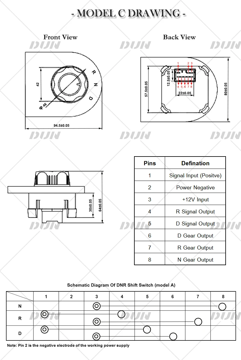 DNR Switch Forward Reverse Neutral Gear Shift for Electric Car Tricycle