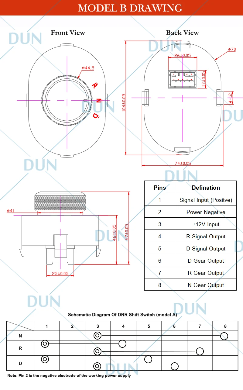 DNR Switch Forward Reverse Neutral Gear Shift for Electric Car Tricycle