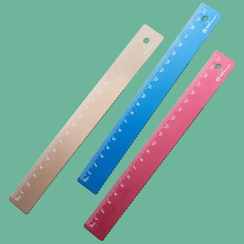 20CM Aluminum Ruler - Straight Metal Measuring Tool for School Kids, Kawaii Stationery Gift Set & Office Accessories