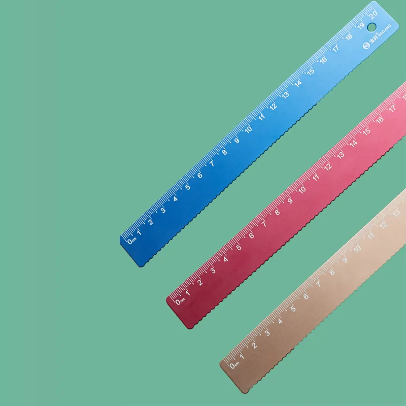 20CM Aluminum Ruler - Straight Metal Measuring Tool for School Kids, Kawaii Stationery Gift Set & Office Accessories