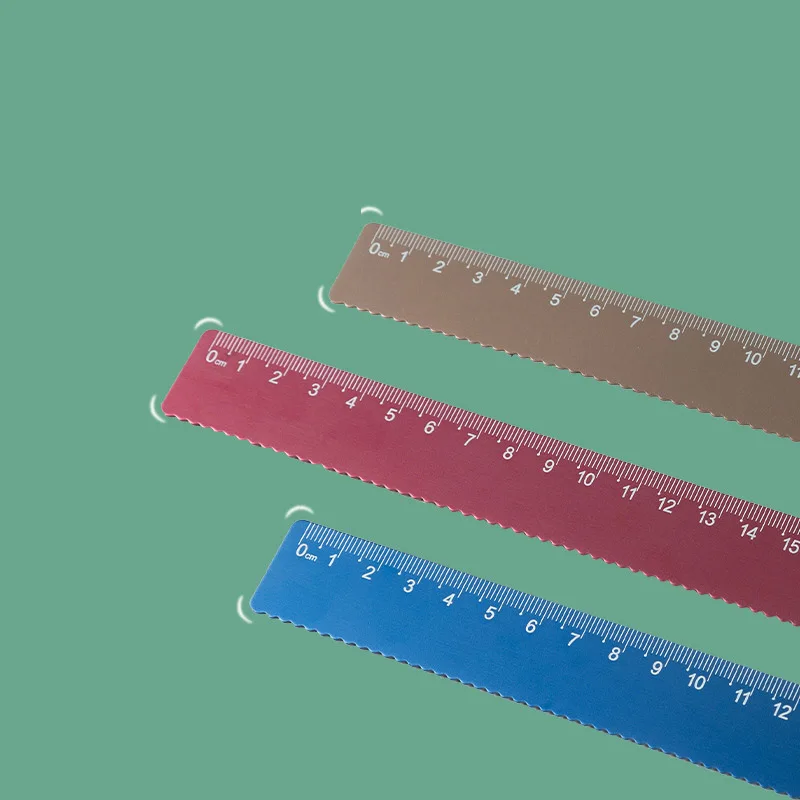 20CM Aluminum Ruler - Straight Metal Measuring Tool for School Kids, Kawaii Stationery Gift Set & Office Accessories