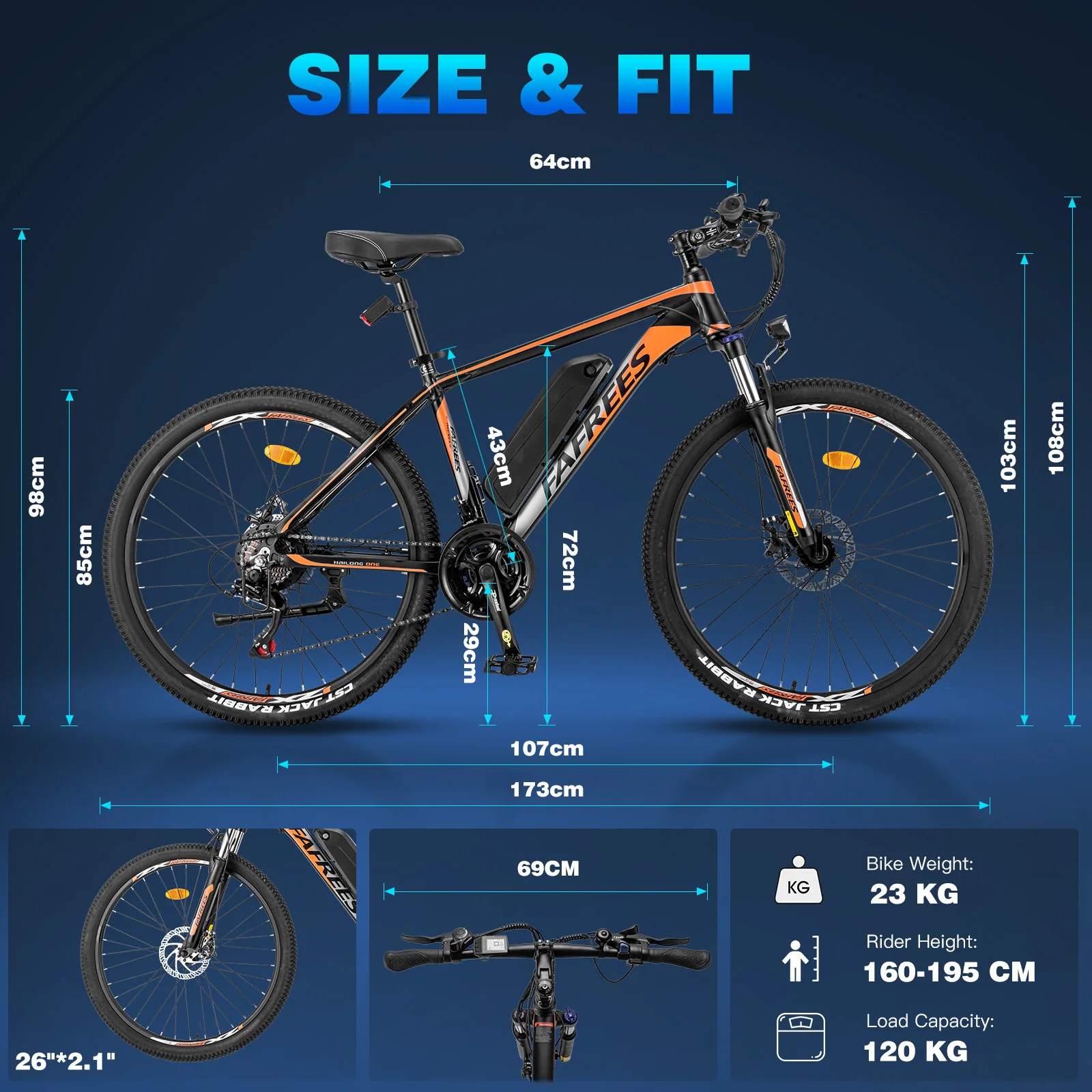 Fafrees Electric Mountain Bike for Adults 26 inch MTB E-bike with 36V 13.5Ah Removable Battery 21 Speed 55-65km Range