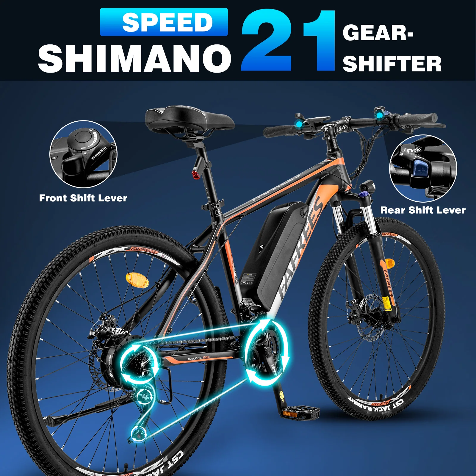 Fafrees Electric Mountain Bike for Adults 26 inch MTB E-bike with 36V 13.5Ah Removable Battery 21 Speed 55-65km Range