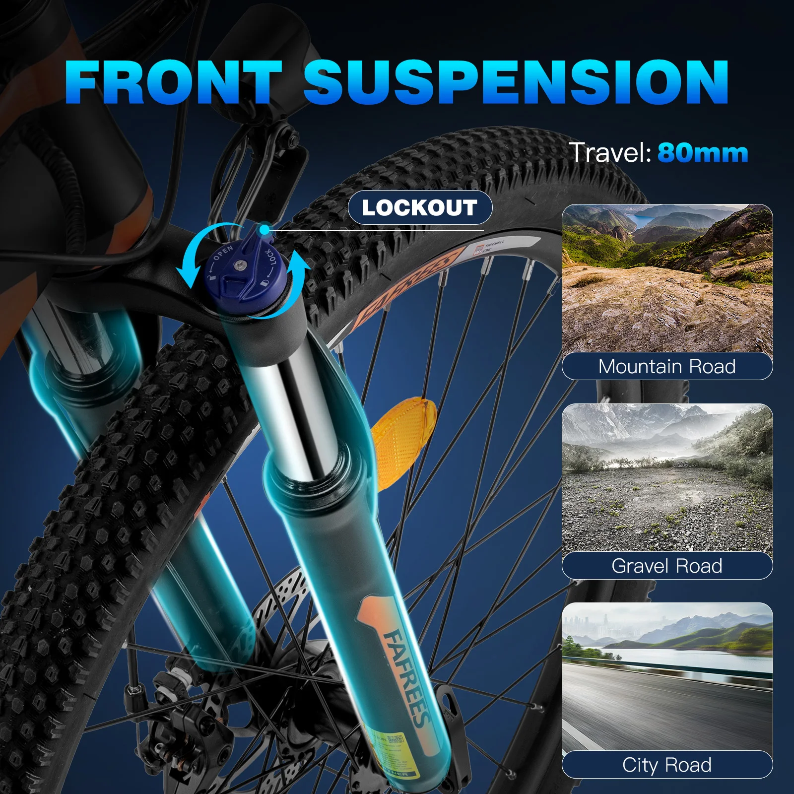Fafrees Electric Mountain Bike for Adults 26 inch MTB E-bike with 36V 13.5Ah Removable Battery 21 Speed 55-65km Range