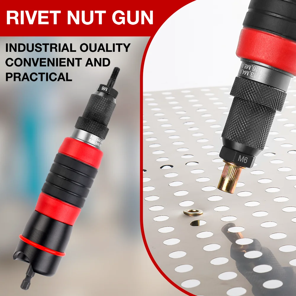 M3 M4 M5 M6 M8 M10 Home Rivet Nut Gun Converter Kit Removable DIY Nut Insert Nut Riveting Tool Cordless Electric Riveting Tool