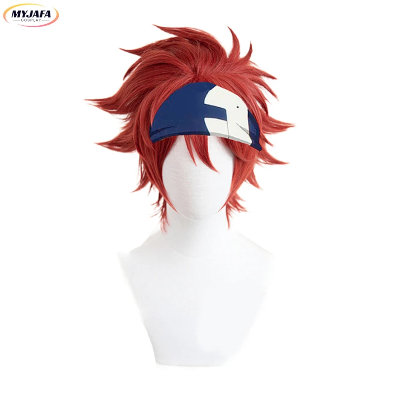 SK8 The Infinity Reki Kyan Cosplay Wig Headband Hairband SK8 Cosplay Red Short With Bangs Heat Resistant Synthetic Wigs + WigCap