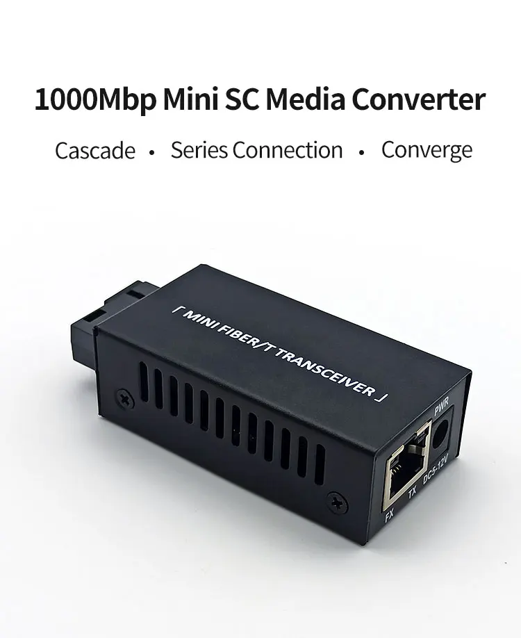 1 Pair Gigabit 100/1000M A/B SC Ethernet Fiber Switch Media Converter Rj45 Optic Transceiver 20KM fibra Switch with Power Supply