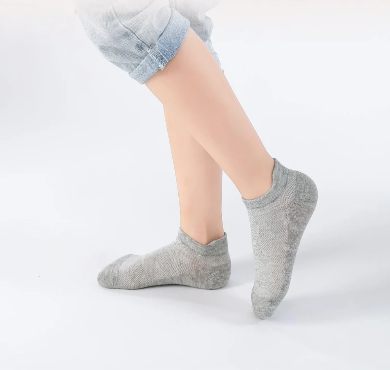 6 Pairs 1-12T Children Cotton Socks Spring Summer Boys Girls Mesh Thin Breathable Solid Ankle Socks Black White Grey Kids Socks