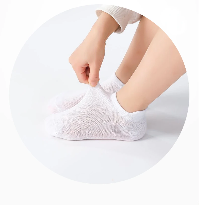 6 Pairs 1-12T Children Cotton Socks Spring Summer Boys Girls Mesh Thin Breathable Solid Ankle Socks Black White Grey Kids Socks