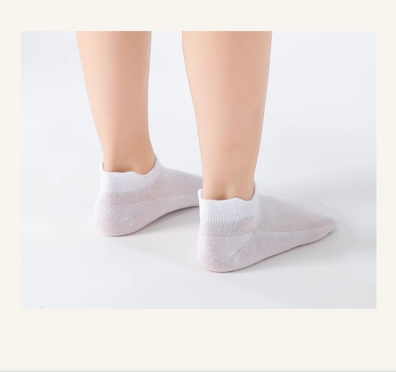 6 Pairs 1-12T Children Cotton Socks Spring Summer Boys Girls Mesh Thin Breathable Solid Ankle Socks Black White Grey Kids Socks