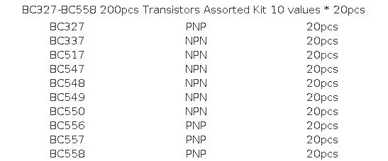 200-900PCS TO-92 Transistor Kit assortment box BC547 BC327 BC337 2N2222 3904 3906 C945 PNP/NPN transistors set electronics Kit
