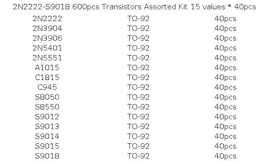 200-900PCS TO-92 Transistor Kit assortment box BC547 BC327 BC337 2N2222 3904 3906 C945 PNP/NPN transistors set electronics Kit