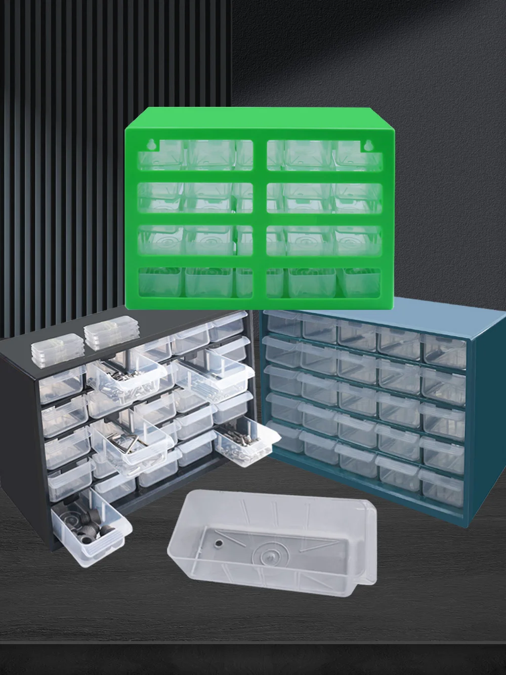 25 Multi-grid Drawer Parts Box Wall-mounted Screw Classification Component Box Tool Case Electronic Components Storage ToolBox
