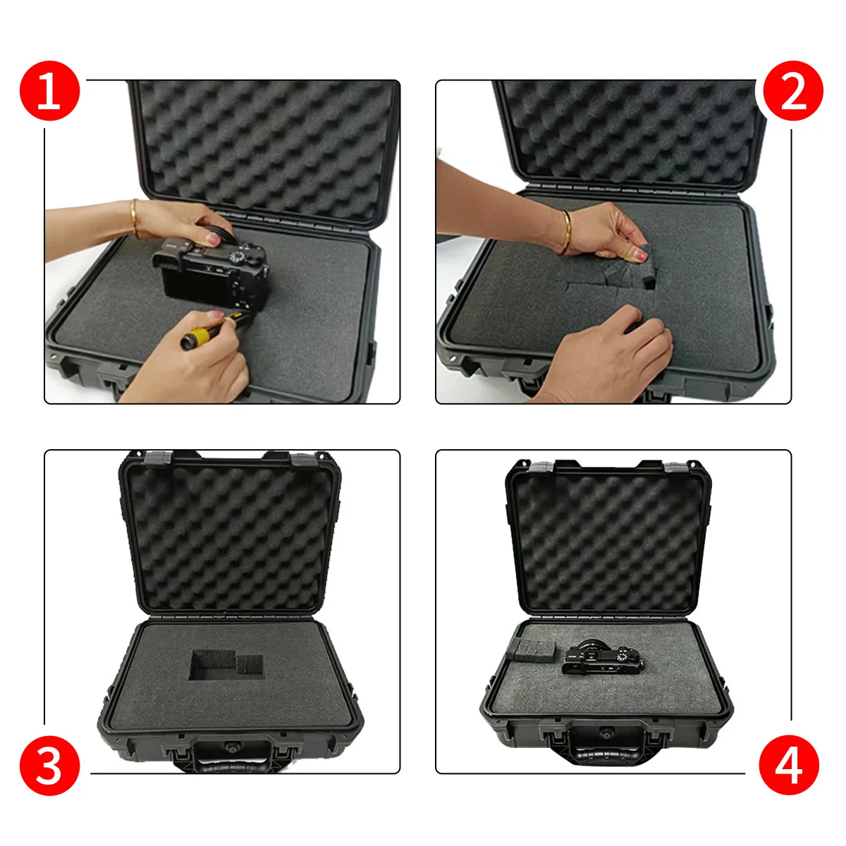 1pc Portable Plastic Protective Safety Tool Box, Waterproof Anti-fall Precision Instrument Case, Sponge Shockproof ToolBox