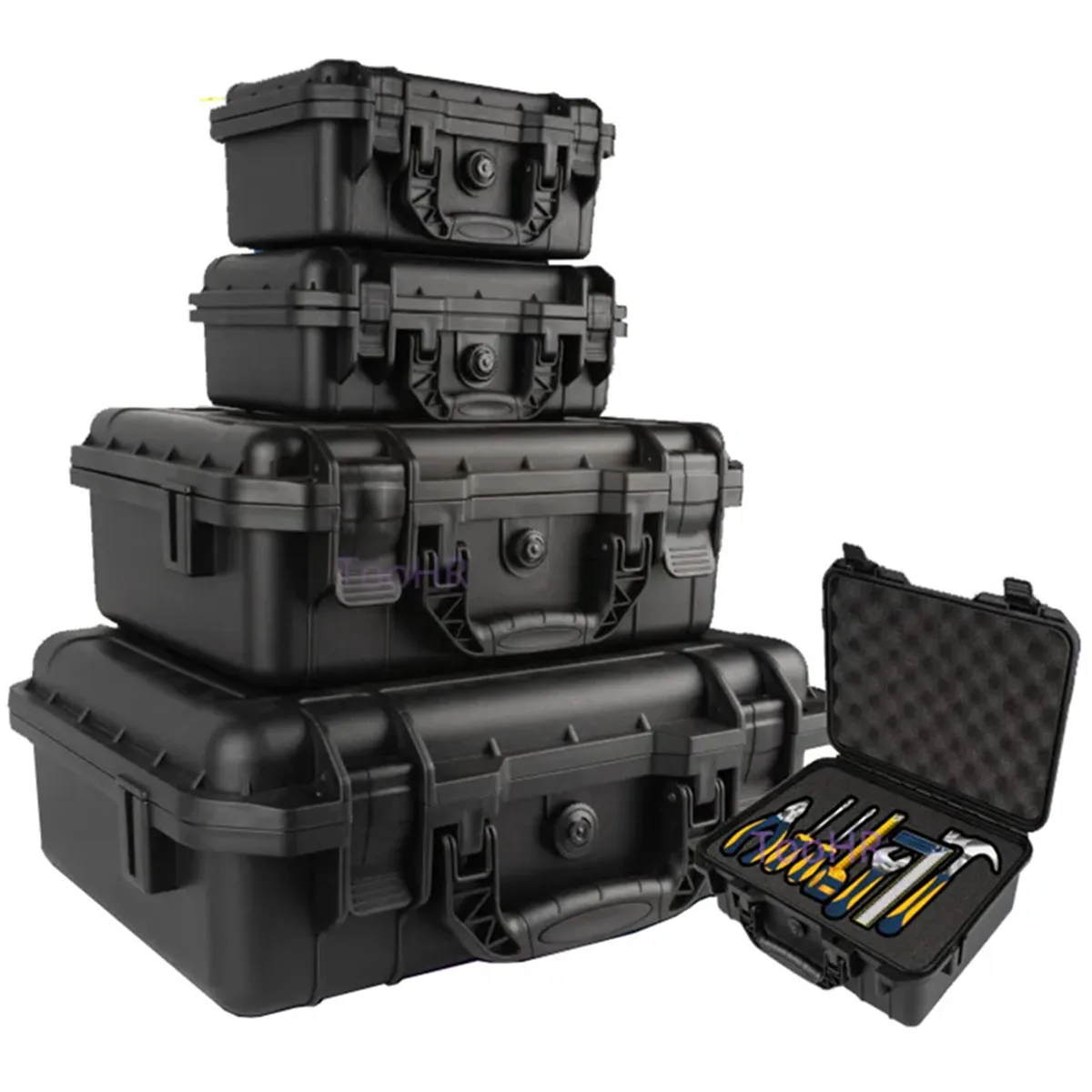 1pc Portable Plastic Protective Safety Tool Box, Waterproof Anti-fall Precision Instrument Case, Sponge Shockproof ToolBox