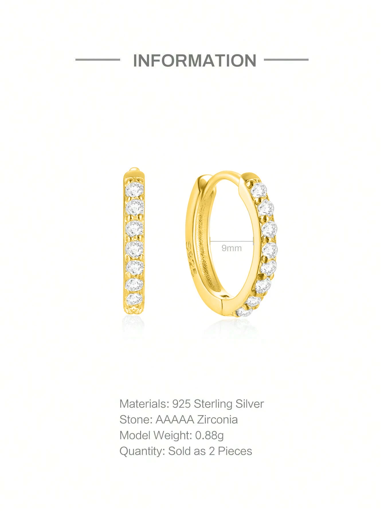 CANNER Real 925 Sterling Silver Hoop Earrings for Women Round Circle Earring Zircon Piercing Earings personalized Trend Jewelry