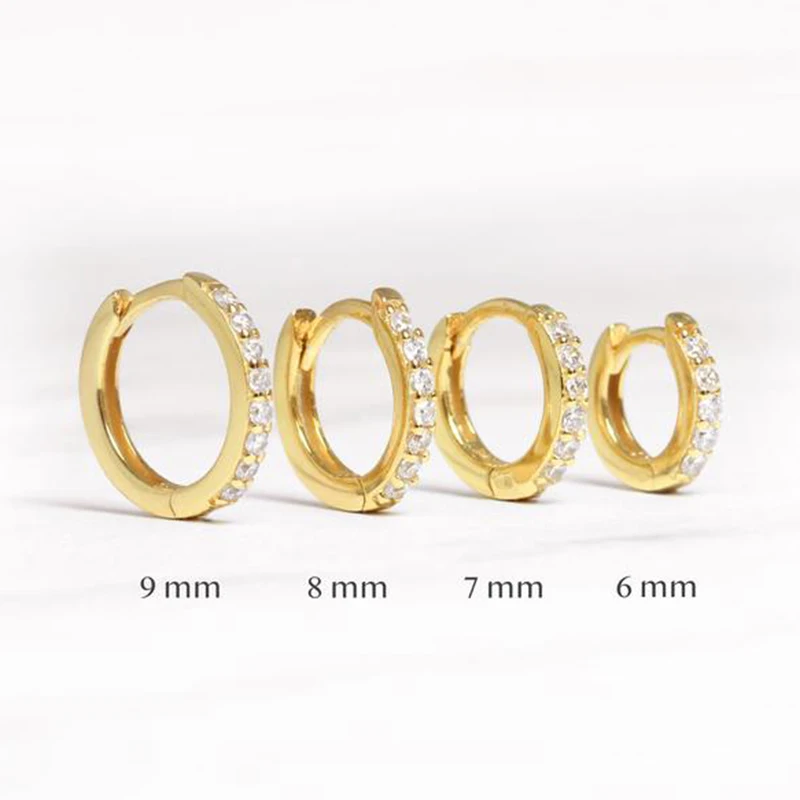 CANNER Real 925 Sterling Silver Hoop Earrings for Women Round Circle Earring Zircon Piercing Earings personalized Trend Jewelry
