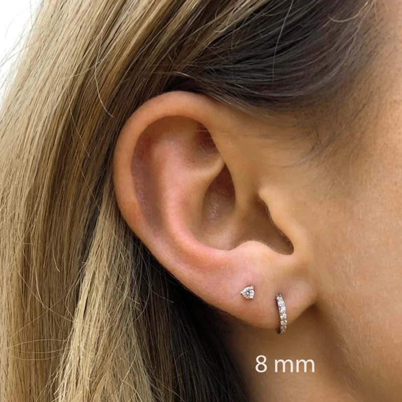 CANNER Real 925 Sterling Silver Hoop Earrings for Women Round Circle Earring Zircon Piercing Earings personalized Trend Jewelry