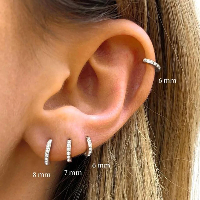 CANNER Real 925 Sterling Silver Hoop Earrings for Women Round Circle Earring Zircon Piercing Earings personalized Trend Jewelry
