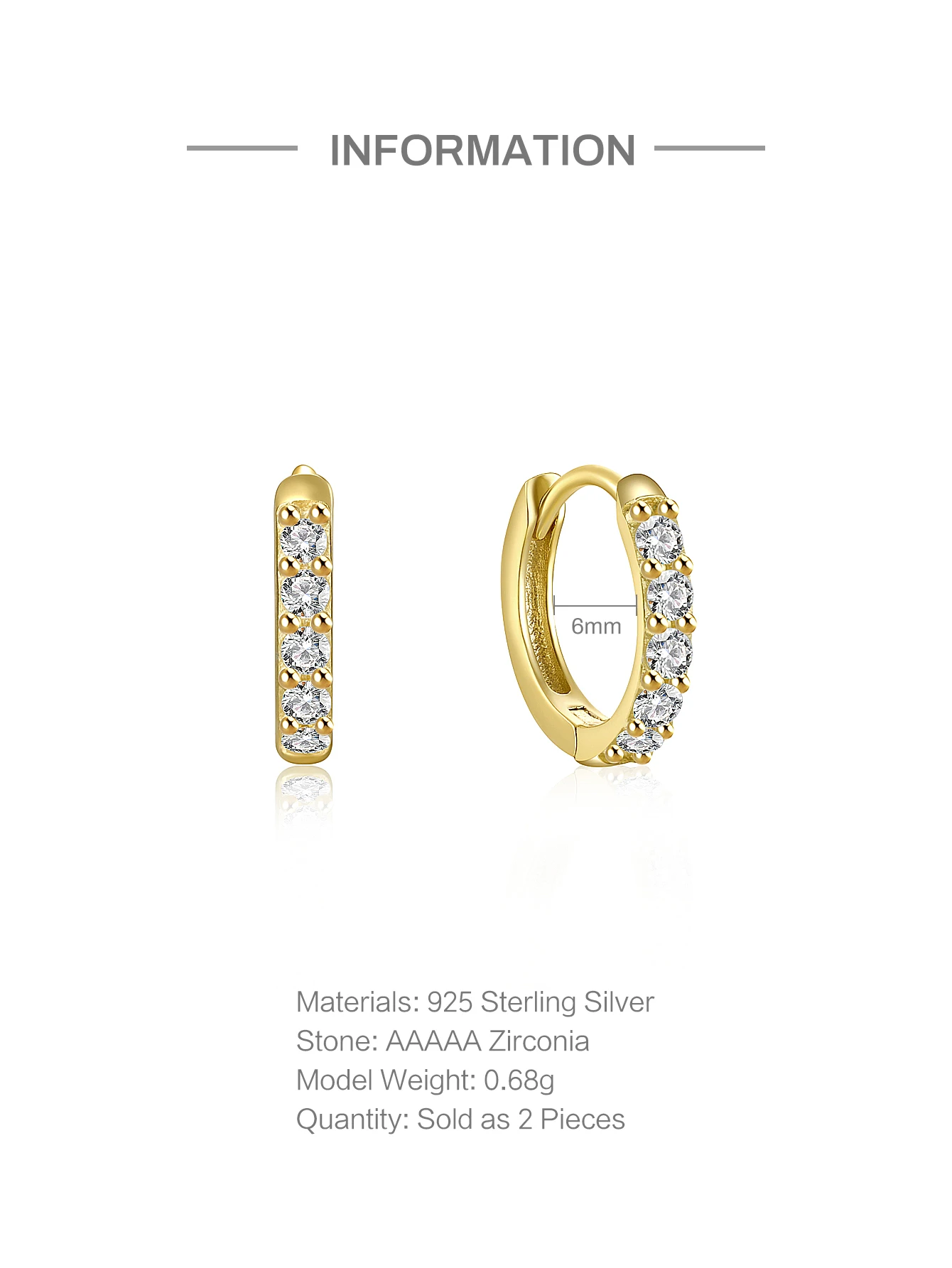 CANNER Real 925 Sterling Silver Hoop Earrings for Women Round Circle Earring Zircon Piercing Earings personalized Trend Jewelry