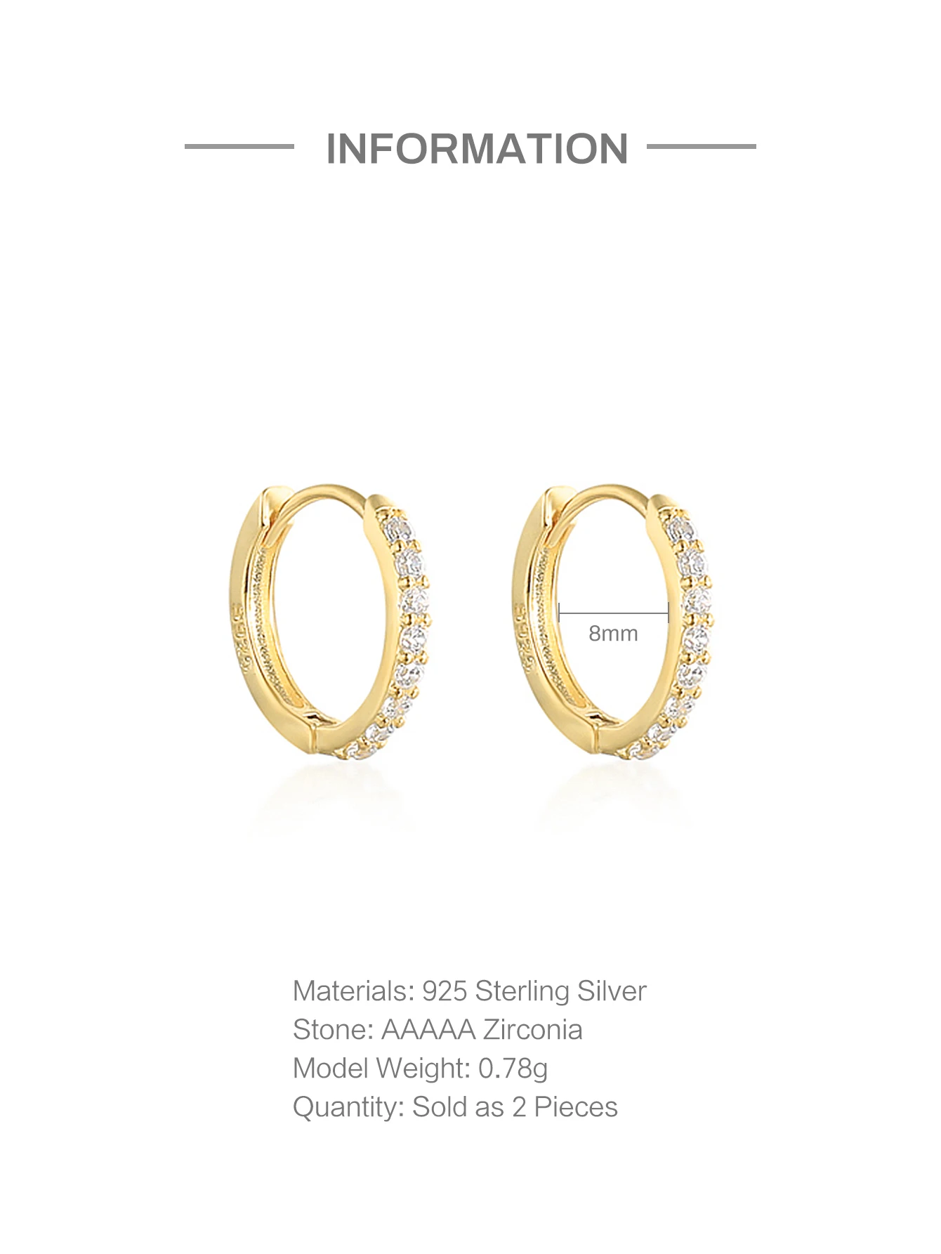 CANNER Real 925 Sterling Silver Hoop Earrings for Women Round Circle Earring Zircon Piercing Earings personalized Trend Jewelry