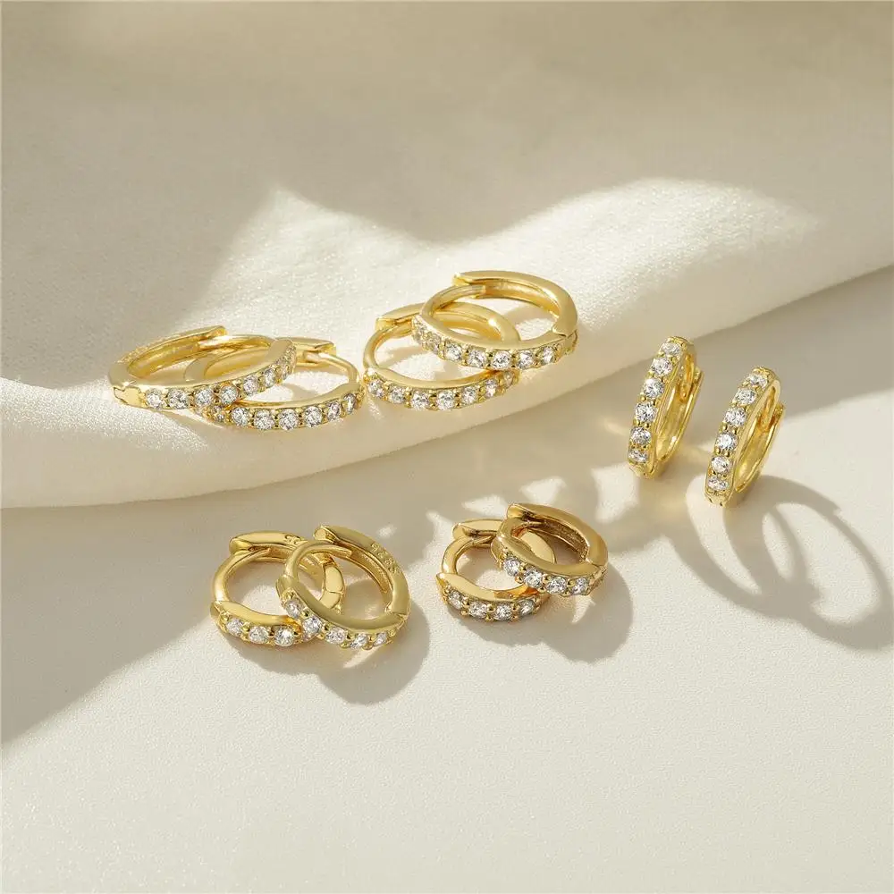 CANNER Real 925 Sterling Silver Hoop Earrings for Women Round Circle Earring Zircon Piercing Earings personalized Trend Jewelry